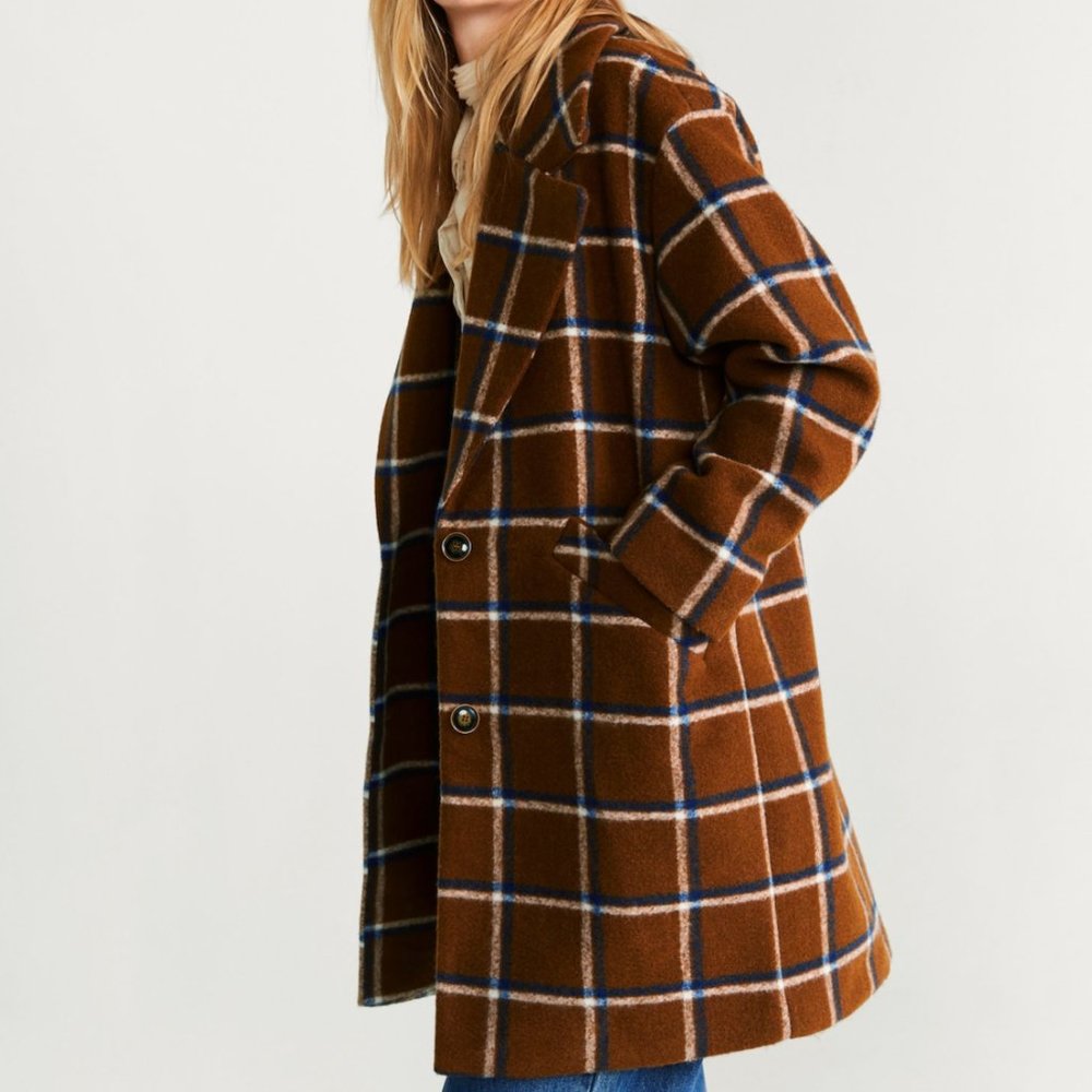MANGO NWT Plaid Coat XS